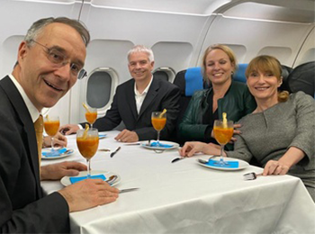 Business class gourmet meal on board the Flylounge wingless aircraft-special Groupon